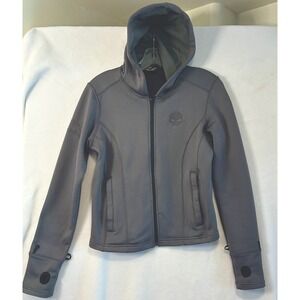 Harley Davidson Women's S Soft Shell Zip Up Hooded Lining Jacket Skull Spellout